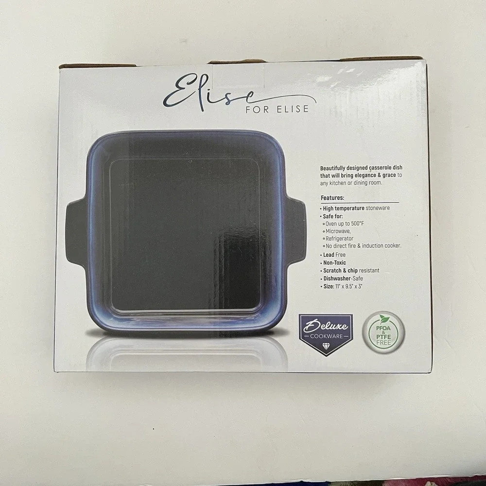 Elise for Elise‎ Stoneware Square Baker Blue Ombre Casserole Dish 11x9.5x3 New